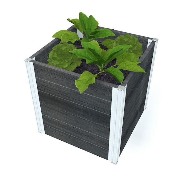 Vita Urbana 22"L x 22"W x 22"H Vinyl Cube Planter, Slate Gray, VT17611