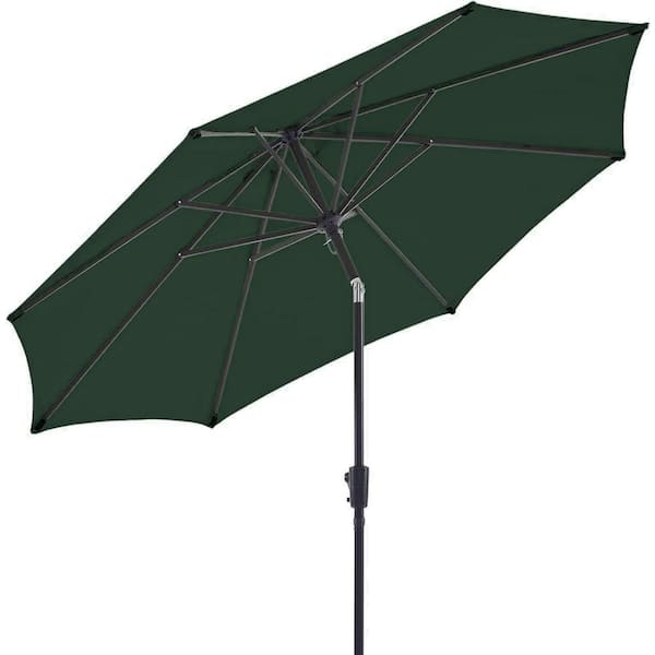 PASAMIC 9 ft. Olefin Outdoor Market Umbrella Patio Umbrella, 8 Strudy Ribs and Push Button Tilt in Army Green