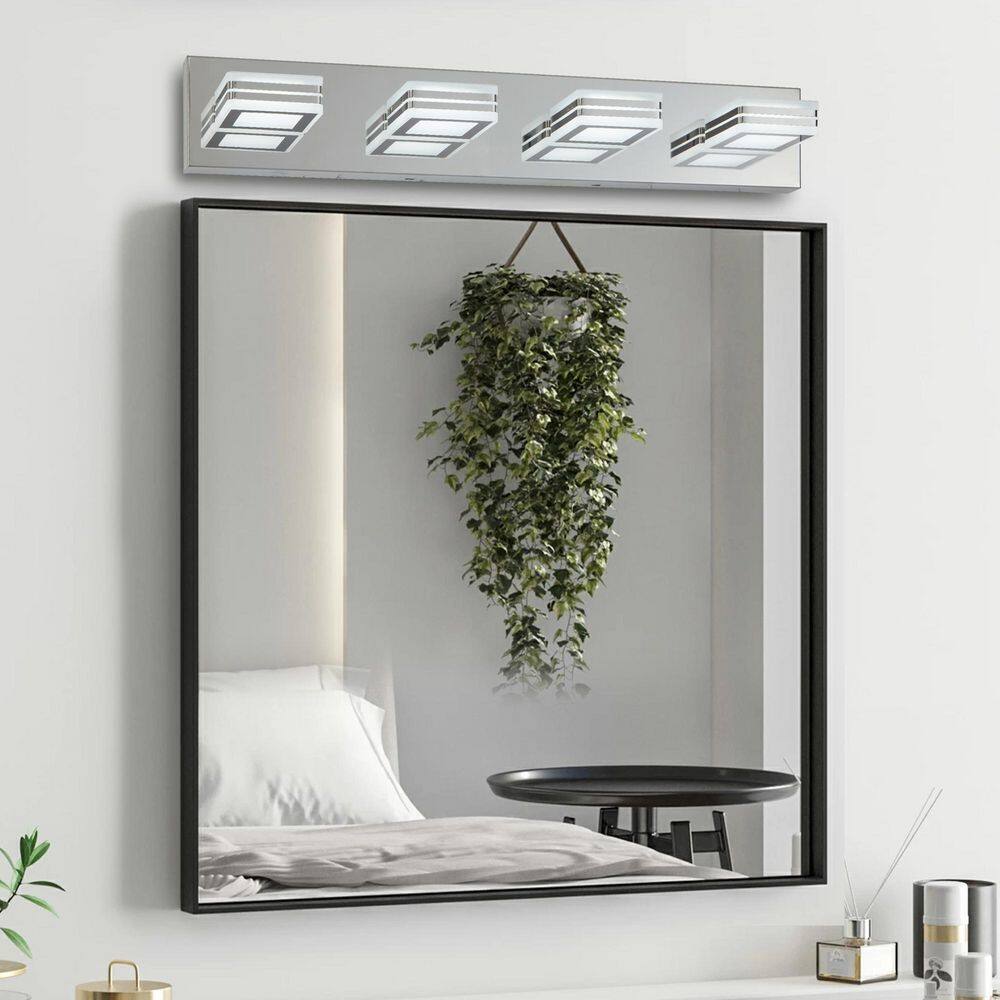 26 in. Chrome Over Mirror Bath Wall Lighting, Modern Vanity Light with 4 Integrated LED Light for Bathroom price history on PriceWatchPro