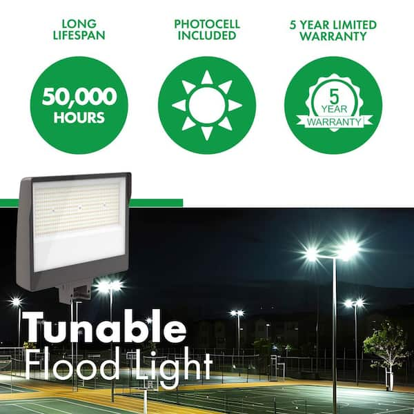 Selectable Color Temperature 1000-Watt Equivalent 45000 Lumen 130 Degree Bronze Dusk to Dawn Integrated LED Flood Light