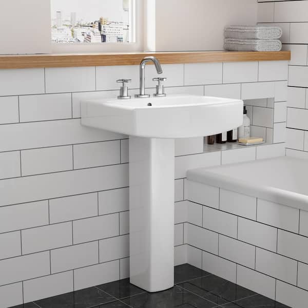 17.5 in. W x 22.5 in. D Rectangular Pedestal Sink Base in White