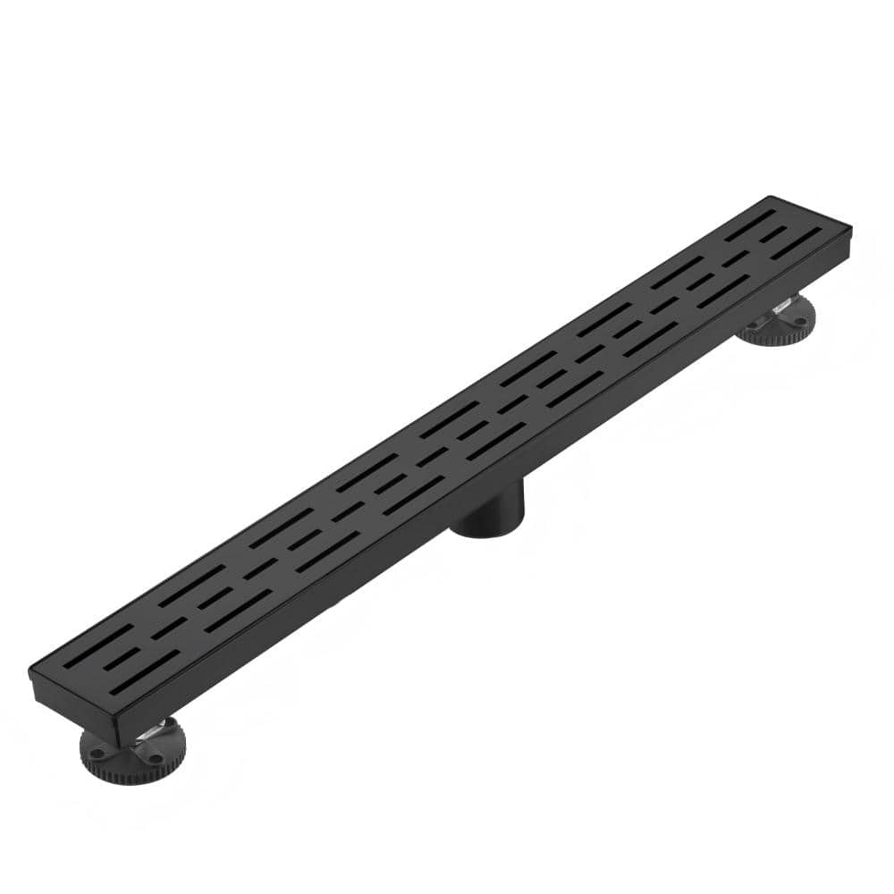 32 in. Linear Shower Drain with Removable Grid Grate and Hair Strainer in Matte Black price history on PriceWatchPro