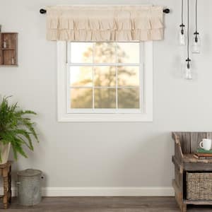 Simple Life Flax Ruffled 60 in. L x 16 in. W Cotton Linen Blend Valance in Natural Cream