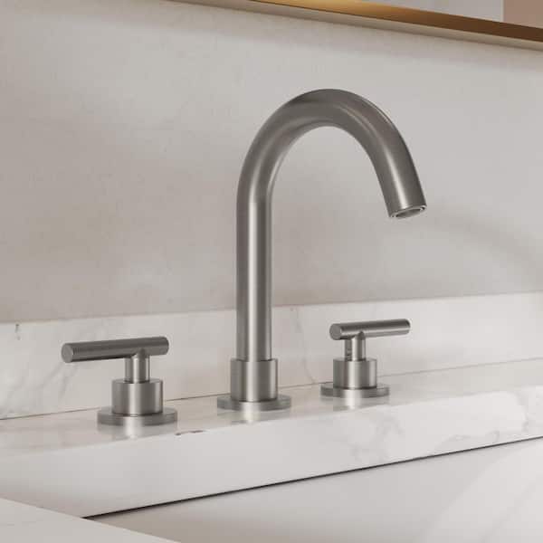 3-Hole 8 in. Widespread Double Handle Bathroom Sink Faucet High-Arc in Brushed Nickel with Pop-Up Drain