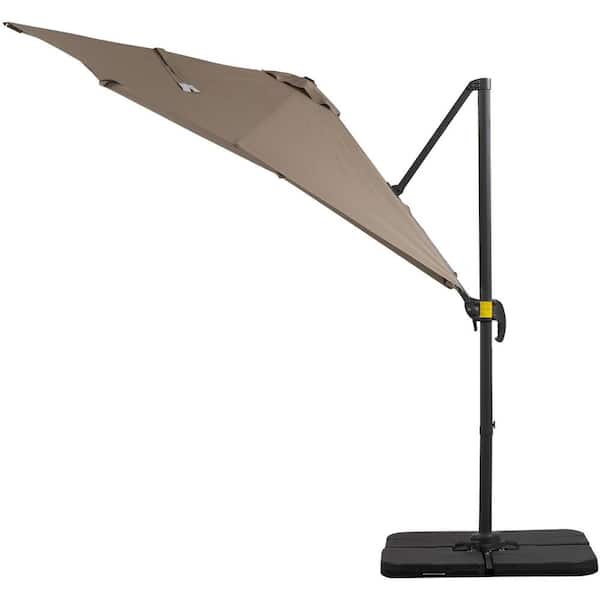 Outsunny 8 ft. x 8 ft. 360-Degree Rotation Square Cantilever Offset Hanging Patio Umbrella w/ Included Sturdy Cross Base in Brown