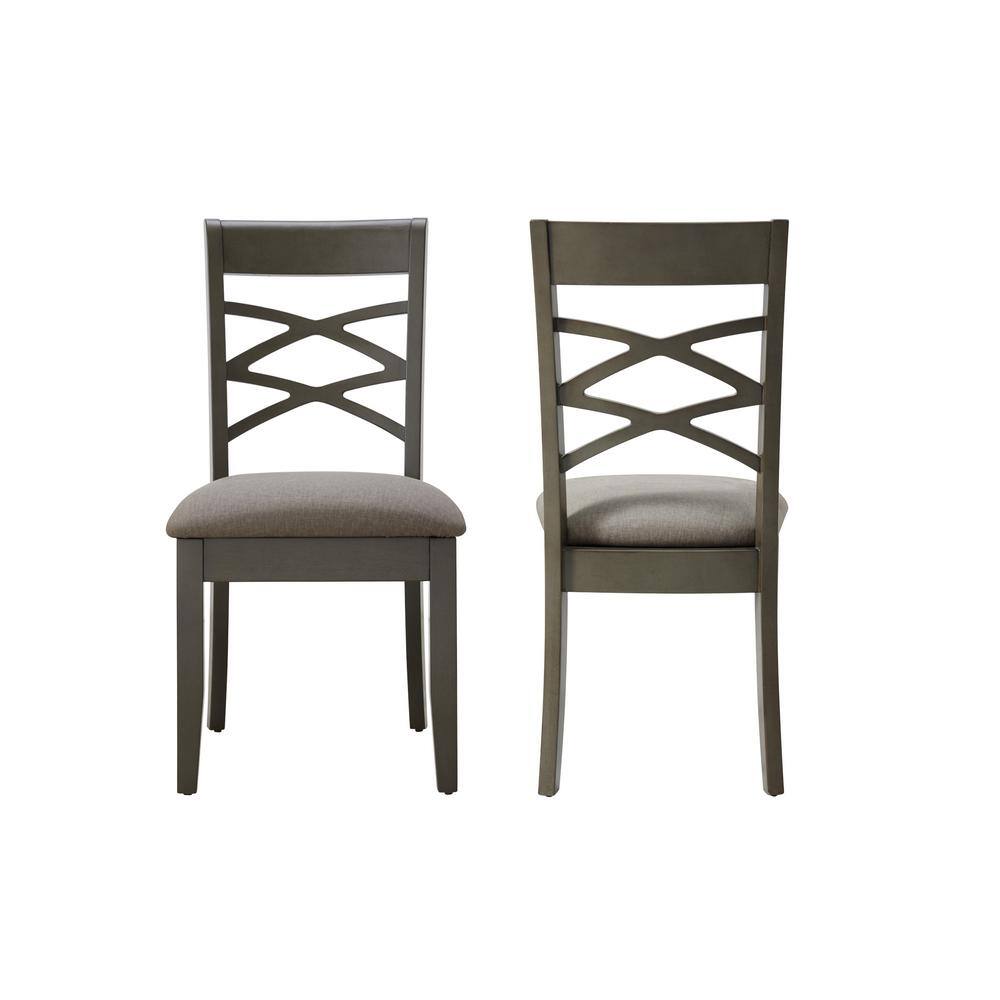 Graystone Wood Double Cross Back Upholstered Side Chair Set