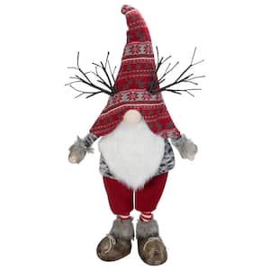 30 in. Red Nordic Hat Standing Santa Christmas Gnome With LED Antler