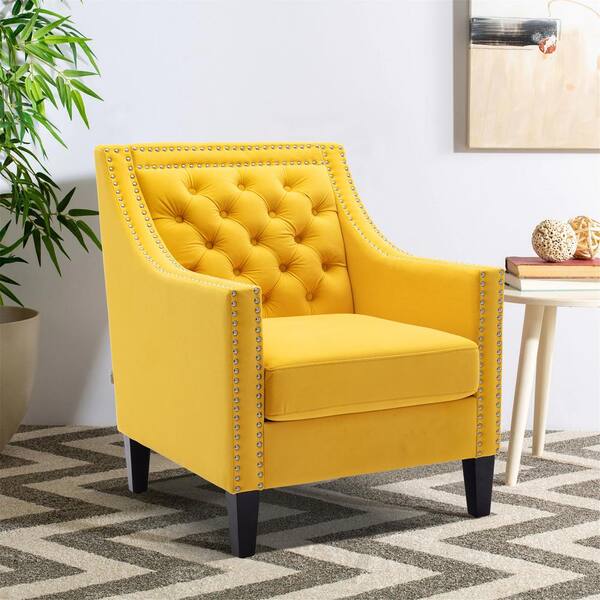 mustard yellow velvet armchair