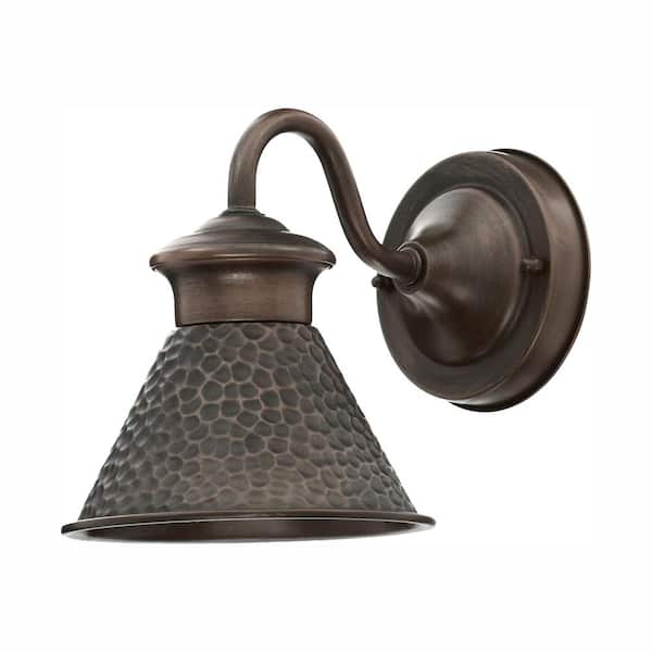 Home Decorators Collection Essen 6.75 in. Antique Copper 1-Light Outdoor Line Voltage Wall Sconce with No Bulb Included