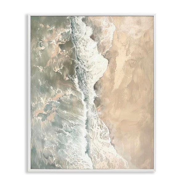 Stupell Industries Vertical Aerial Beach by Petal Prints Design White ...