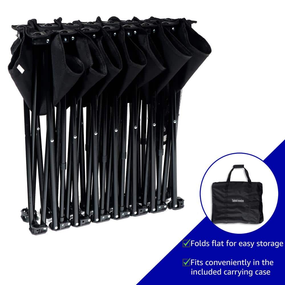 Black Portable 7-Seater Folding Team Sports Sideline Bench