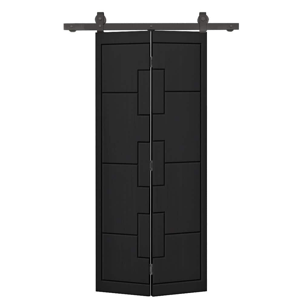 CALHOME 20 in. x 80 in. Hollow Core Black Painted MDF Composite Bi-Fold ...