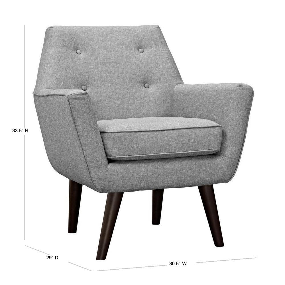 Mid-Century Modern Light Gray Upholstered Accent Chair