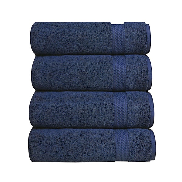 A1 Home Collections A1HC Wash Cloth 500 GSM Duet Technology 100% Cotton Ring Spun Mood Indigo 13 in. x 13 in. Quick Dry (Set of 4)