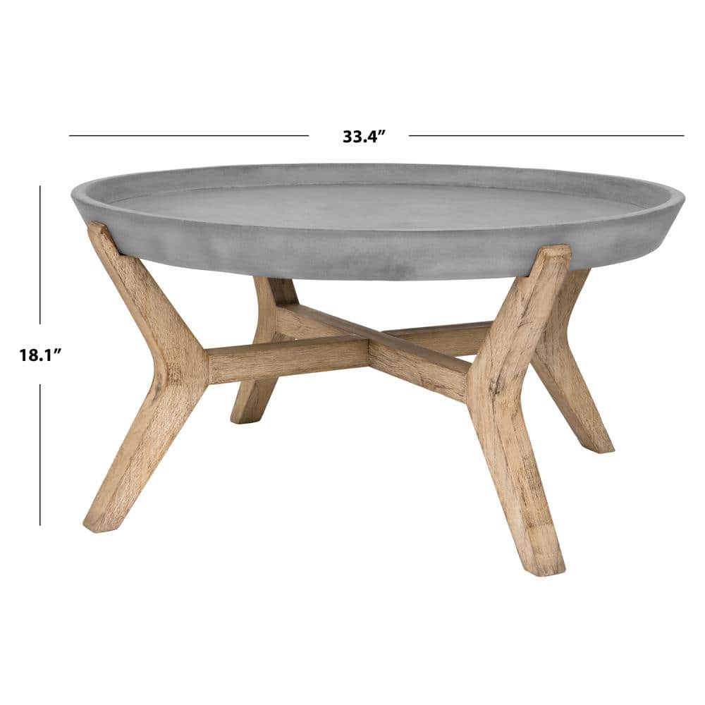Transitional Round 33'' Dark Grey and Brown Concrete Coffee Table