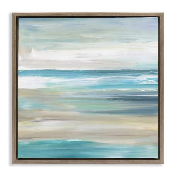 Abstract Beach Sand Ocean Waves by Nan Brown Floater Frame Graphic Art Print Coastal 25 in. x 25 in.