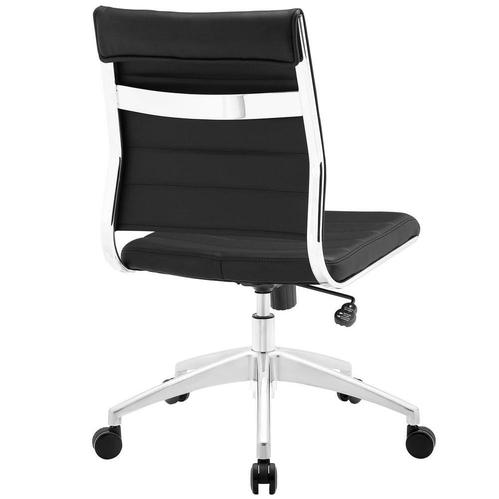 Black Vinyl Armless Midback Swivel Office Chair
