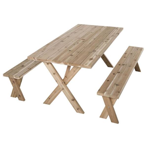 Jewett-Cameron Lumber Corp 70 in. L x 35 in. W x 30 in. H Cedar Patio Picnic Table with 2 Benches