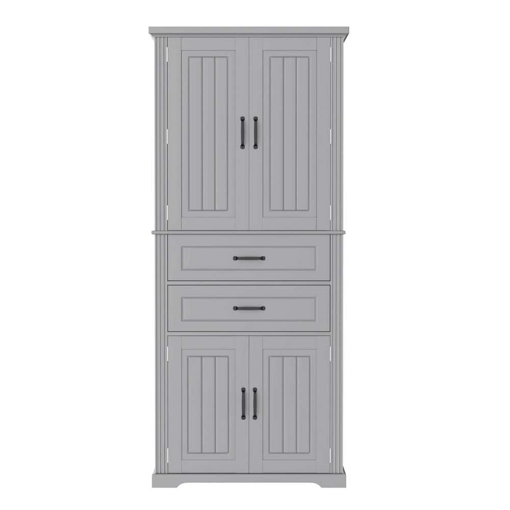 30 in. W x 15.8 in. D x 72.5 in. H Gray Bathroom Linen Cabinet with two spacious drawers and six small storage shelves price history on PriceWatchPro