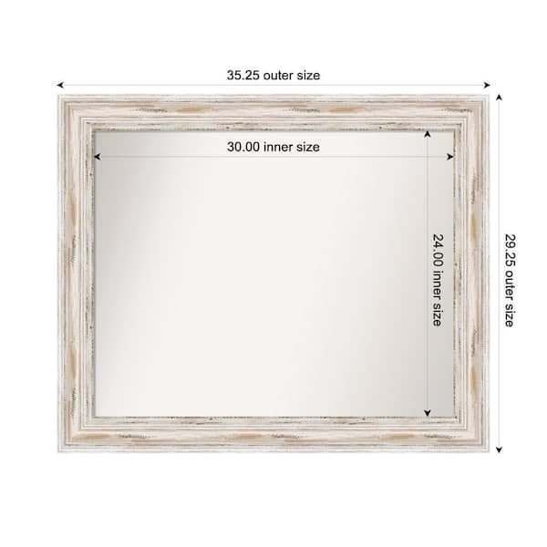 Amanti Art Alexandria Whitewash 35.25 in. x 29.25 in. Custom Non-Beveled Wood Framed Bathroom Vanity Wall Mirror