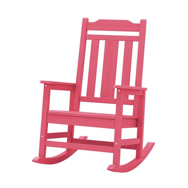 JEAREY Light Pink HDPE Plastic Adirondack Chair Outdoor Rocking Chair for Patio and Garden (1-Pack)