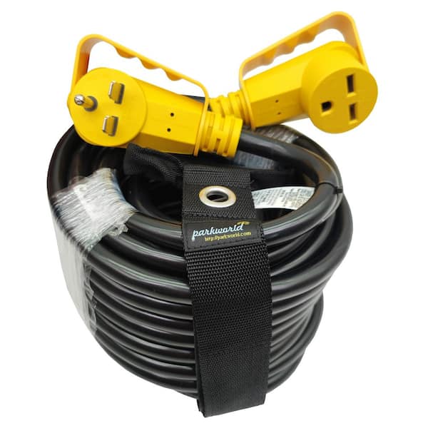 50 ft. 10/3 30 Amp 250-Volt Indoor/Outdoor NEMA 6-30 Heater/Industrial Extension Cord with Handle and Lighted End, Black