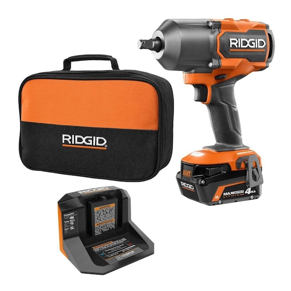 RIDGID 18V Brushless Cordless 4-Mode 1/2 in. High-Torque Impact Wrench Kit with 4.0 Ah Battery and Charger