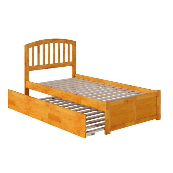AFI Richmond Caramel Twin Platform Bed with Flat Panel Foot Board and Twin Size Urban Trundle Bed