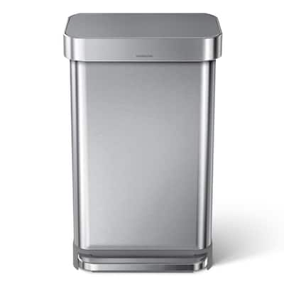 simplehuman 45-Liter Fingerprint-Proof Brushed Stainless Steel Butterfly  Step-On Trash Can CW1897 - The Home Depot