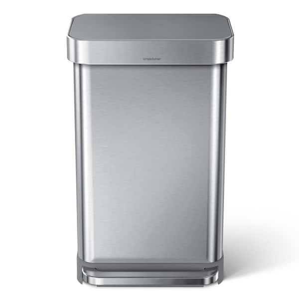 8 Gallon Stainless Steel Rectangular Kitchen Step Trash Can with Liner Pocket simplehuman 30 Liter Brushed Stainless Steel