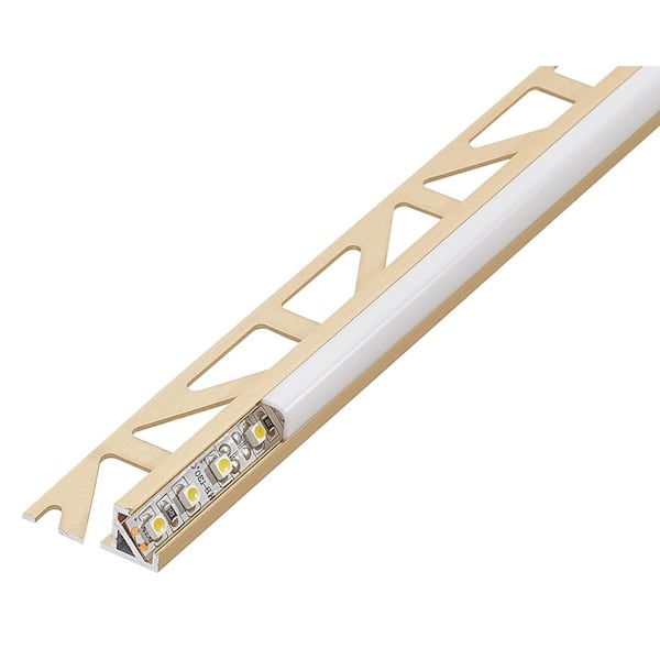 SQUARELINE-LED 0 in. D x  0.35 in. W x 8.2 in. L Square Box LED Aluminum Pwdr Ctd Champagne Molding and Transition Trim
