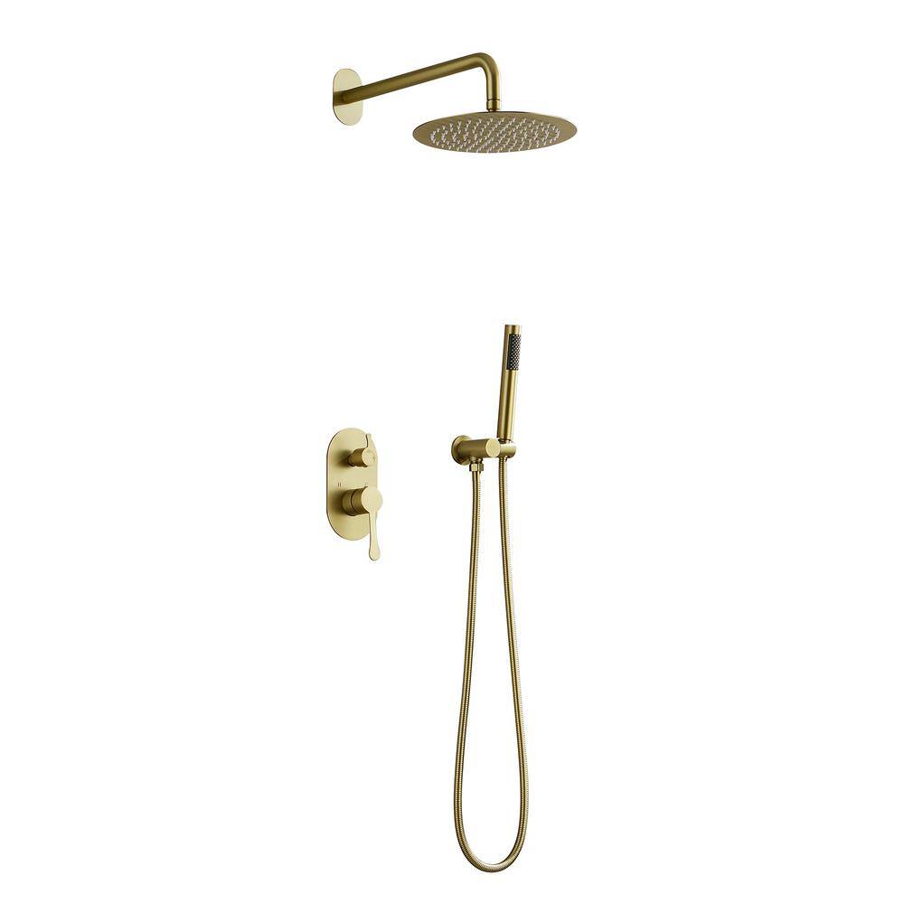 2-Spray 1.5 GMP 10 in. Round Wall Mounted Rainfall Shower Head Combo Dual S