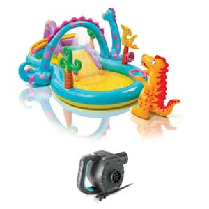 Dinoland 11 ft. x 7.5 ft. Novelty-Shaped 10 in. Deep Kiddie Pool with Air Pump