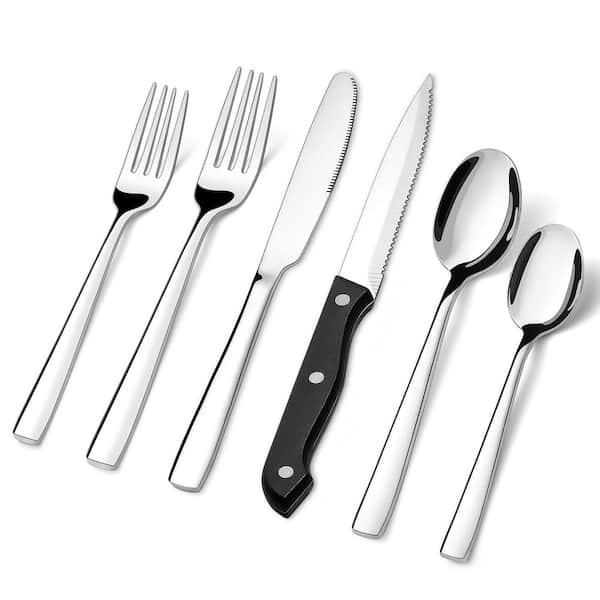 48-Piece Stainless Steel Silverware Set with Steak Knives, Spoons, Teaspoons and Forks Utensils for 8