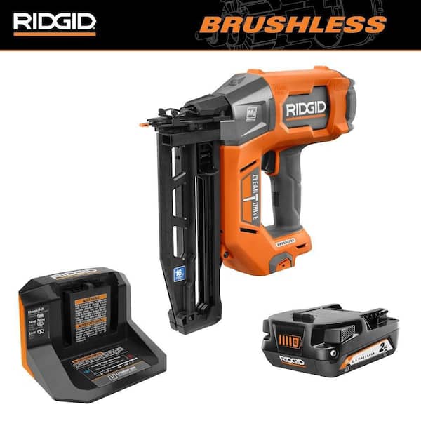 18V Brushless Cordless 16-Gauge 2-1/2 in. Straight Finish Nailer with 2.0 Ah Battery and Charger