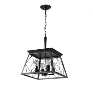 Gelsenkirchen 4-Light Oil-Rubbed Bronze Industrial Farmhouse Square Chandelier for Kitchen Island with No Bulbs Included