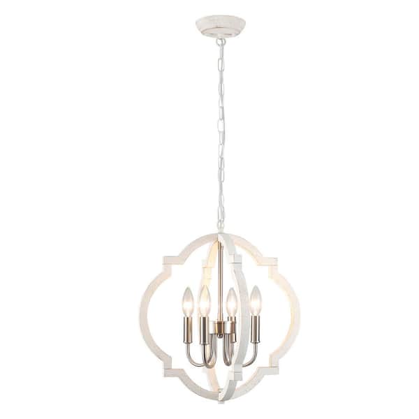 4-Light Nickel Modern Chandelier Adjustable Hanging Pendant for Kitchen Island