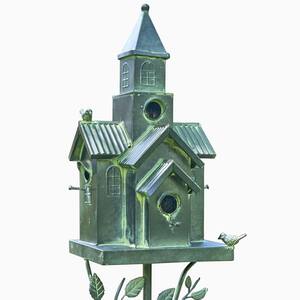 76 in. Tall Galvanized Chapel Style Birdhouse Stake Bristol