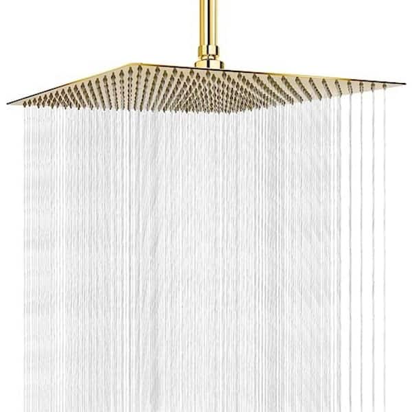 Unbranded Rain Shower head 3-Spray Patterns with 2.5 GPM 16 in. Wall Mount Rain Fixed Shower Head in ‎Chrome Gold.