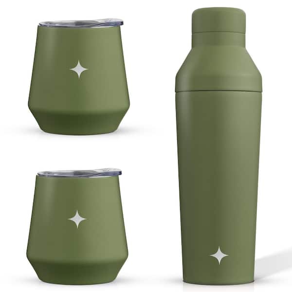 JoyJolt 12 oz Green Stainless Steel Wine Tumbler with Green Stainless Steel  Cocktail Shaker HJVI10302602 - The Home Depot
