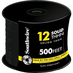 500 ft. 12 Black Solid CU THHN Wire