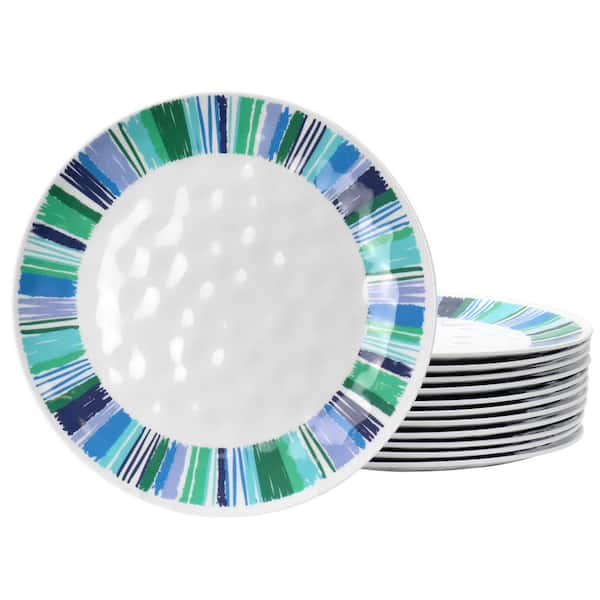 Tropical Sway Orleans 12 Piece 9 in. melamine Dessert Plate Set in blue