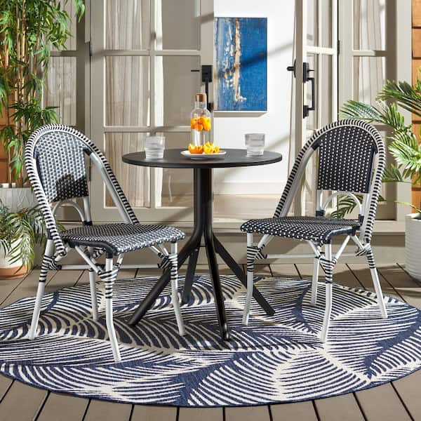 Torino Metal Outdoor Dining Chair in Navy Set of 2