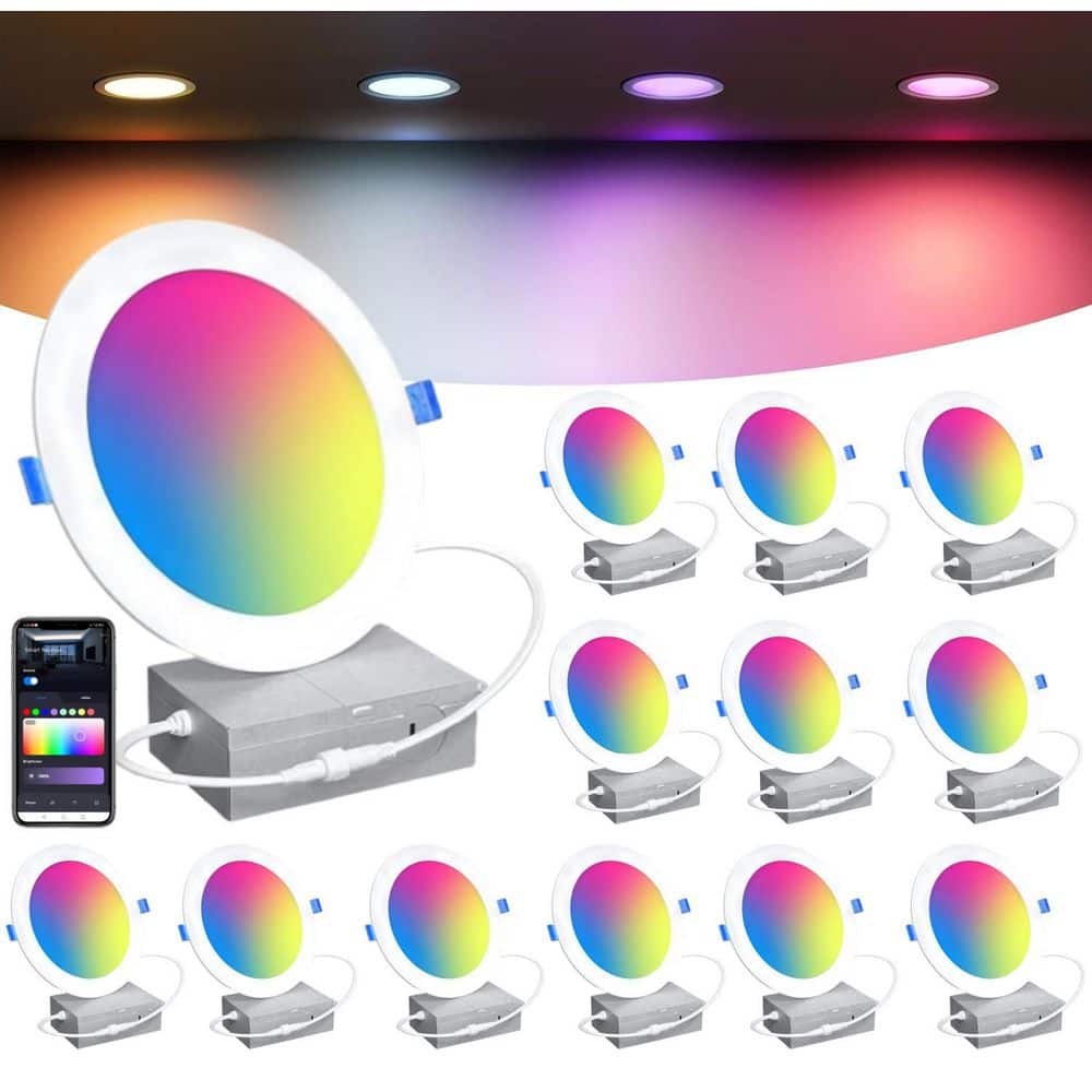 White Smart Integrated LED 6 in. Round RGB Tuneable White Canless Recessed Light for Kitchen Bathroom Livingroom,12-PACK price history on PriceWatchPro