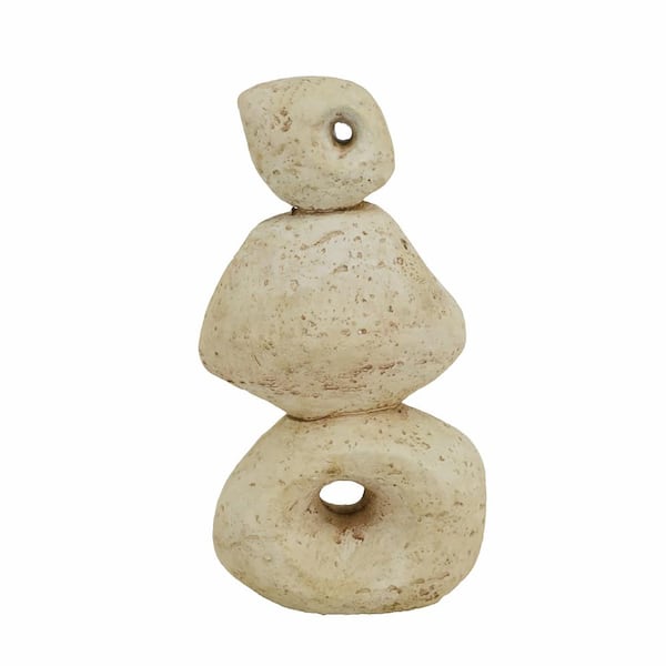 A & B Home Cement Stacking Stone Statue - 5.2x3x9.5" - Cream