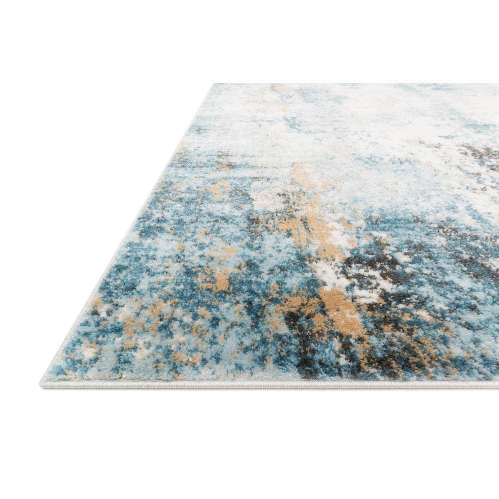 Ivory and Denim Abstract Rectangular Area Rug, 5'3" x 7'6"