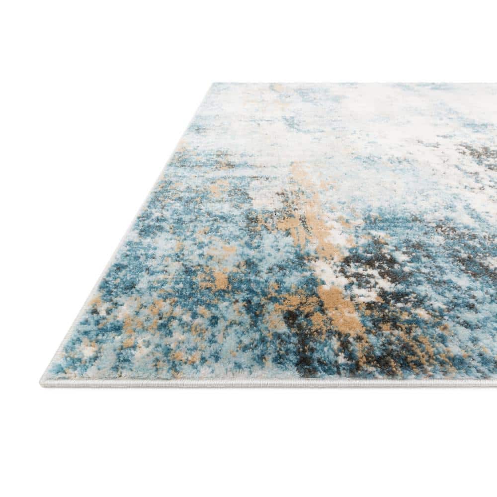 Ivory Abstract 6'7" x 9'2" Synthetic Easy-Care Area Rug