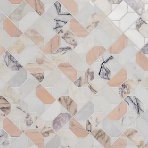 Sheba Grace Peach 12.83 in. x 12.83 in. Polished Marble Luxury Mosaic Floor and Wall Tile 1.14 sq. ft./Each