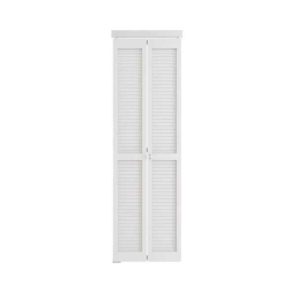 24 in. x 80 in. Louver Bi-Fold Interior Door for Closet, MDFandPVC, White Folding Door for Wardrobe, including Hardware