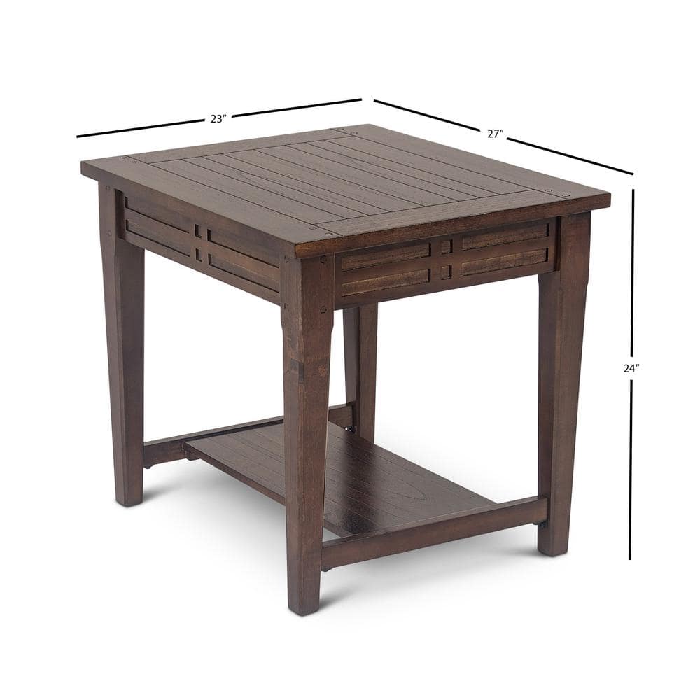 Crestline Transitional Brown Wood End Table with Storage